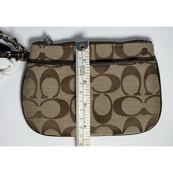 NWT Coach Jacquard Signature C Wristlet Wallet with Leather Trim Charm Brown‎ - Picture 12 of 12